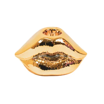 Lips Don't Lie Kandelaar - Goud - 7x5.5x4cm