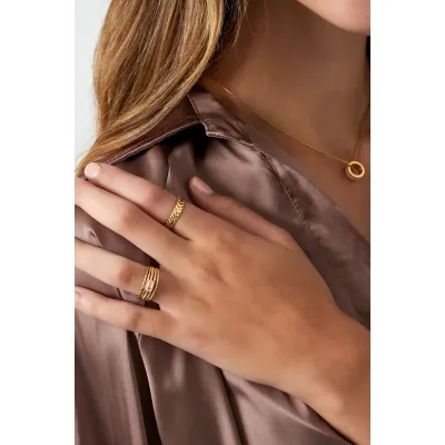 Ring laagjes gekleurd detail - goud/roze